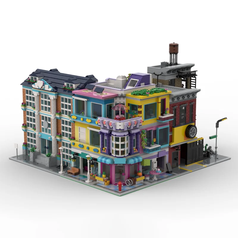 2566PCS Modular Mainstreet Building MOC Urban Street View Model Education Building Blocks Gift