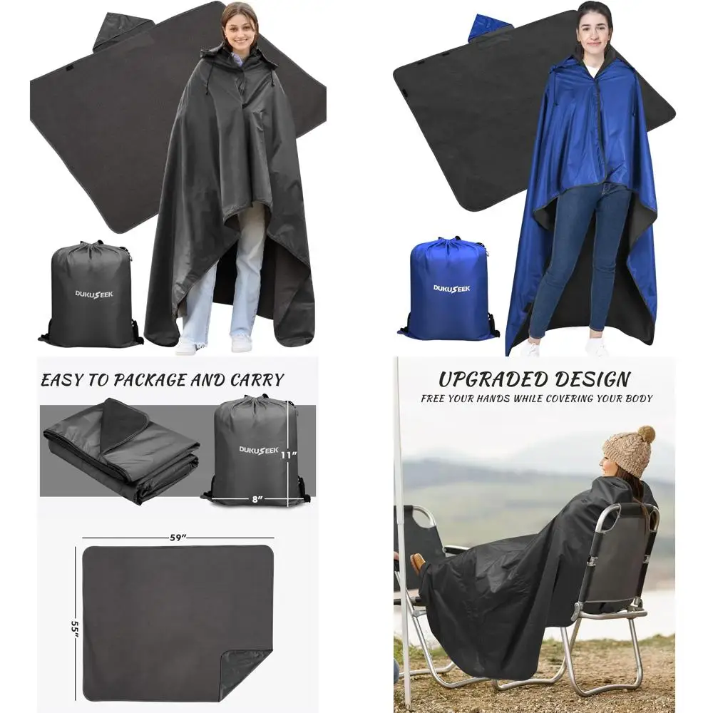 

Waterproof Outdoor Stadium Blanket with Hood, Windproof for Cold Weather, Ideal for Sports, Yard, Soccer, Large Size