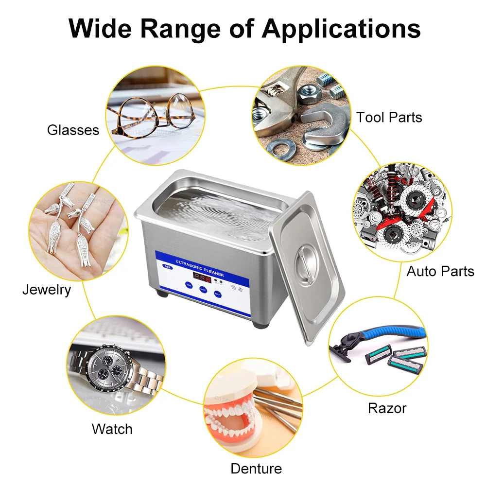 Ultrasonic Cleaner 800ml Ultrasound Glasses Cleaner 40KHZ High Frequency Ultrasonic Washing Bath for Jewelry Glasses Cleaning35W