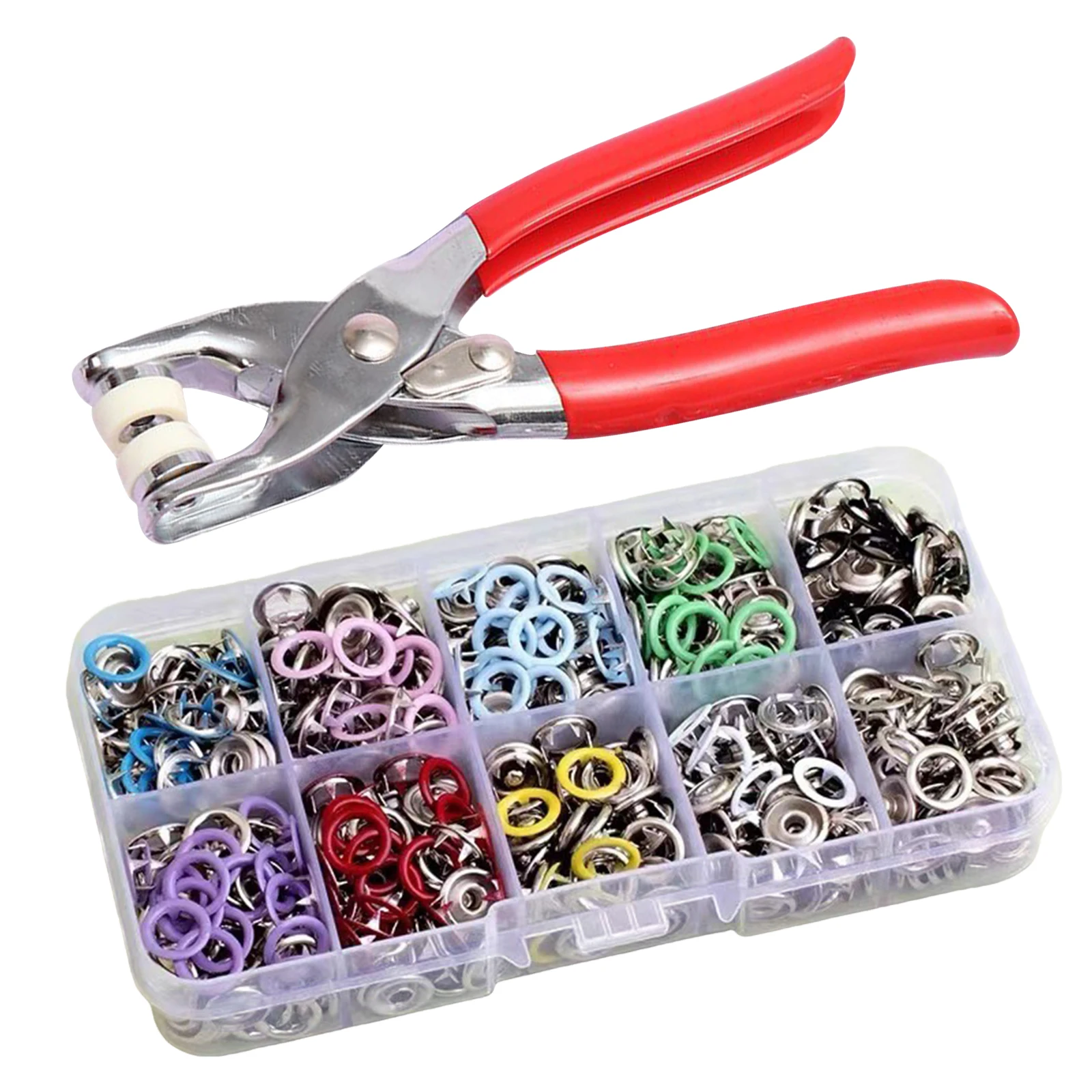 

Sewing Kit with 100pcs Metal Buttons Snap Button Fasteners Kit with Fastener Pliers Snap Fasteners Tool Kit for Leather Crafts