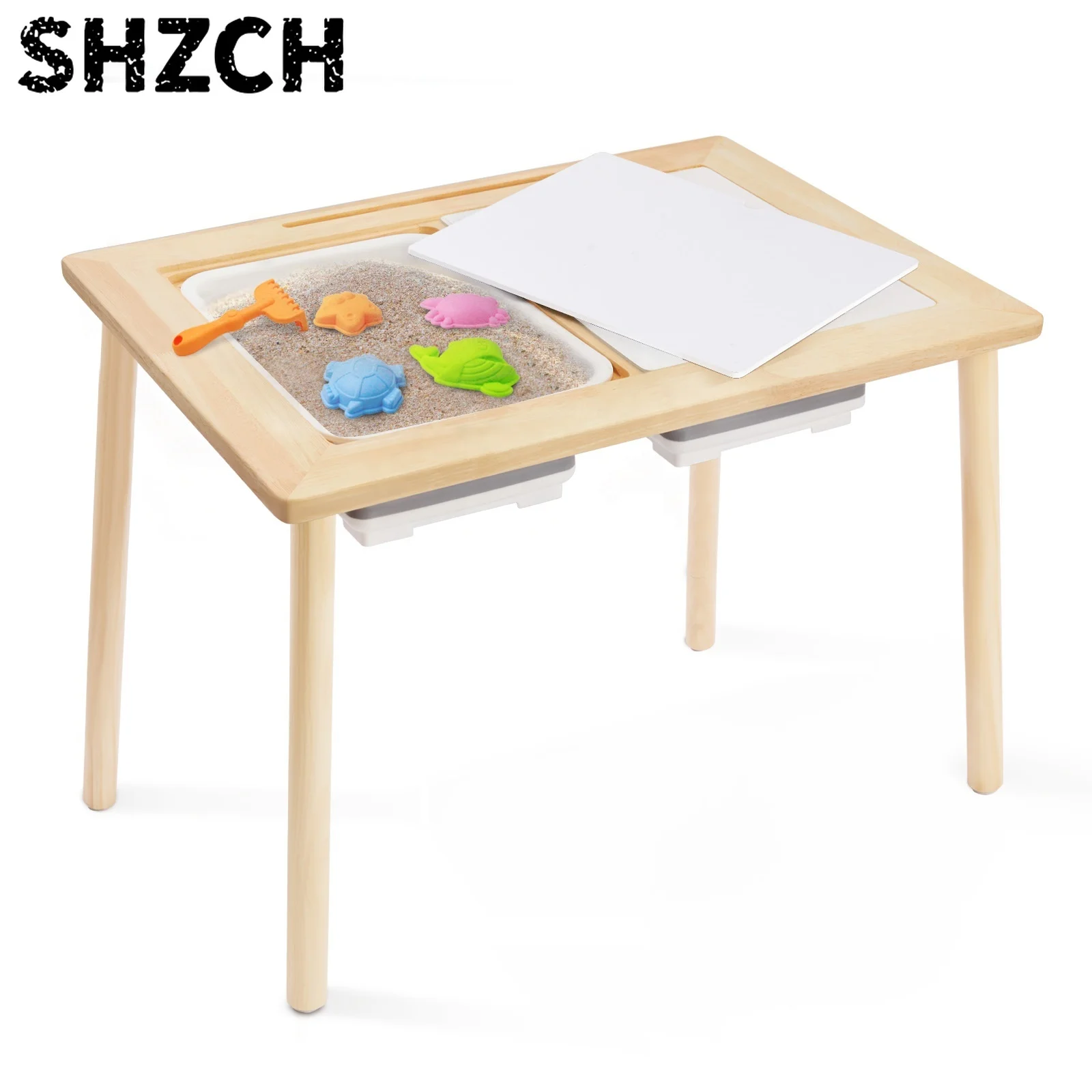 Custom Wooden Toddler Toys Montessori Furniture Wooden Toddler Activity Tables Multifunction Wood Sensory Table For Kids