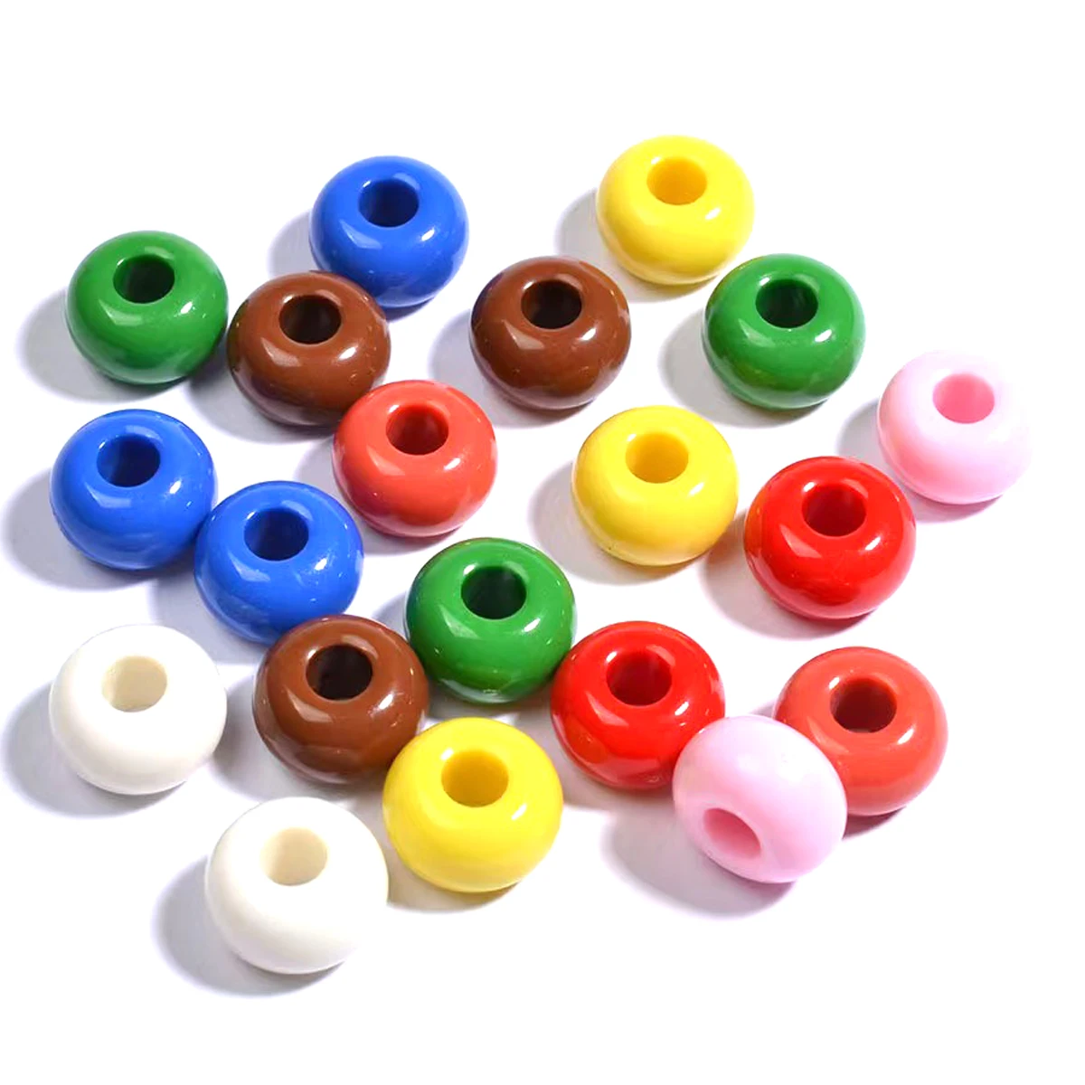 Acrylic color 16mm large hole oblate wheel bead making DIY bracelet keychain jewelry accessories for Valentine\'s Day gifts