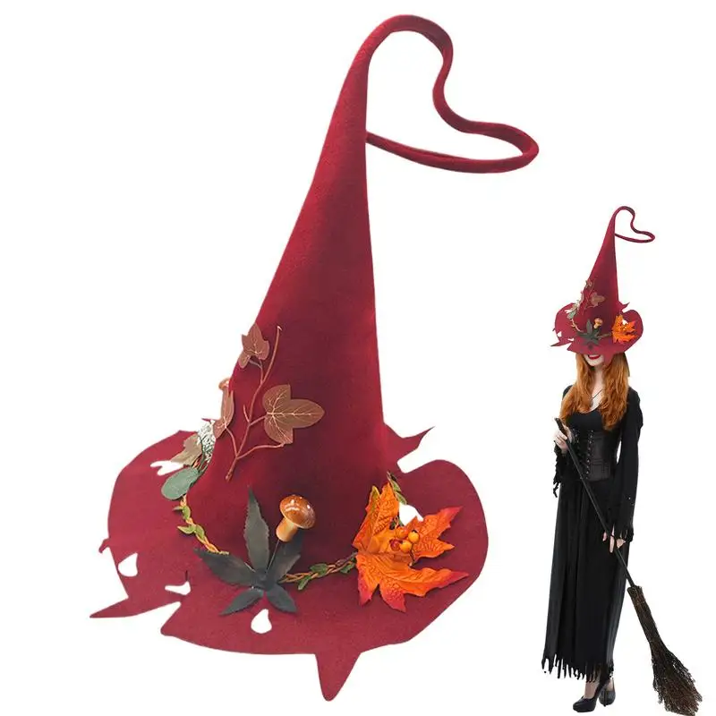 Halloween Felt Witch Hats Wicked Witch Felt Tip Hat Halloween Witch Hat Caps Hanging Witch Hat Adult Peaked Hat Props Decor