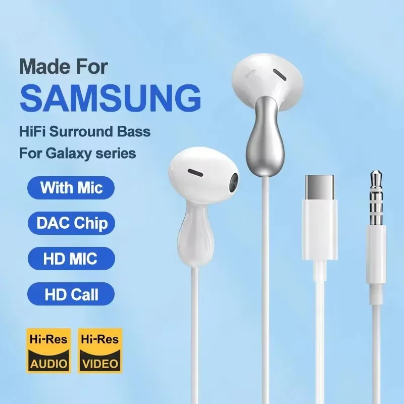 ZLRLMHY For Samsung Huawei Xiaomi iPad Wired Earphone 3.5mmType C HiFi Surround Heavy Bass With MIC In-Ear Game Music Headsets