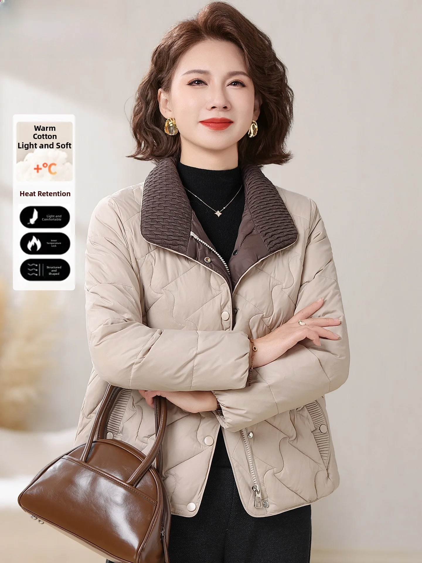 

Зимнее женское пуховое пальто из хлопка, модное, свободного кроя, с V-образным вырезом, теплое, утолщенное, средней длины, для женщин.