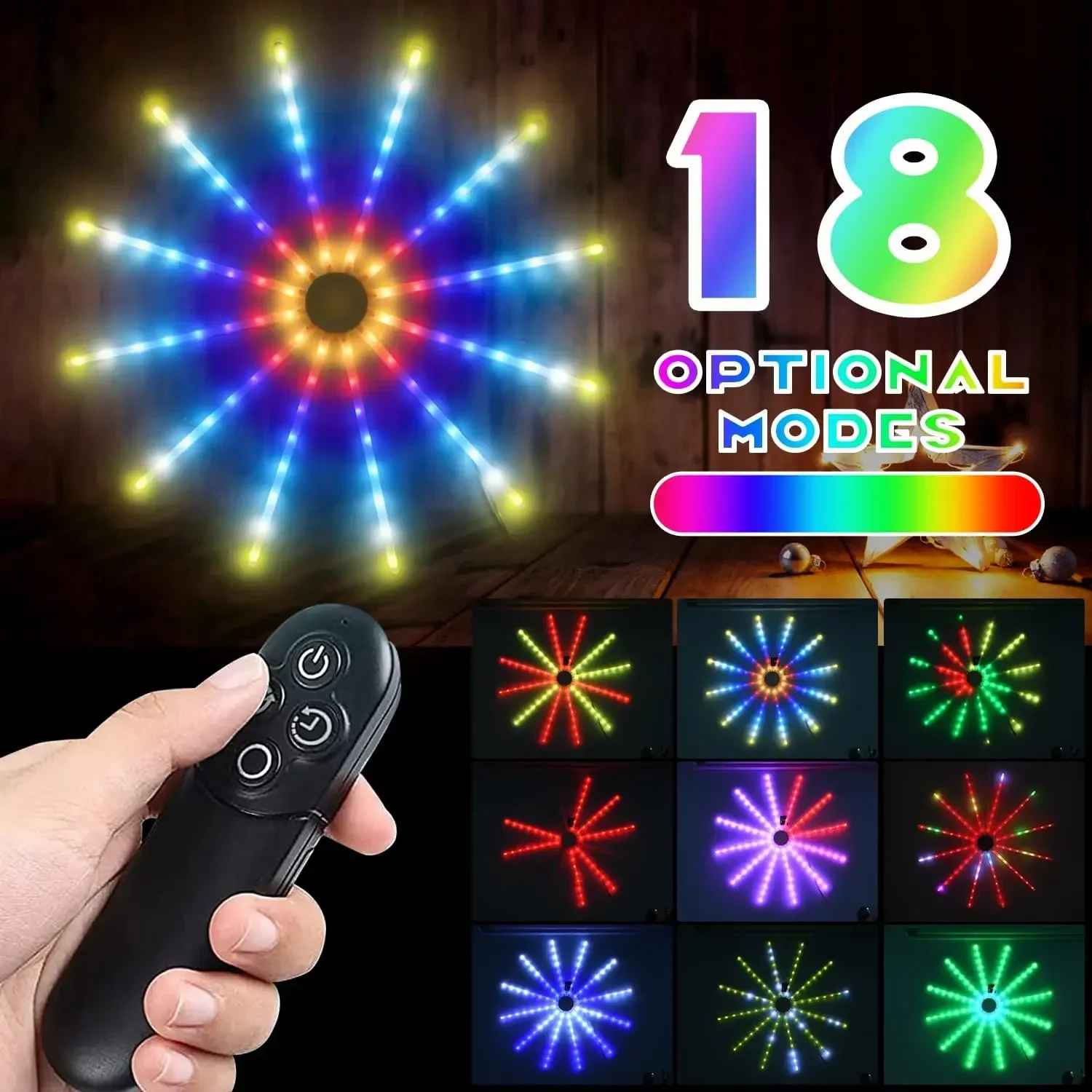 Imagem -02 - Natal Led Firework Lights Outdoor Hanging Starburst Lights com Controle Remoto Rgb Dandelion Light Meteor Shower Rain Light