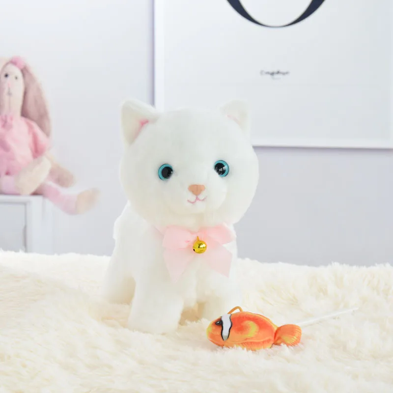 Robot Cat Sing Songs Interactive Cat Electronic Plush Kitty Pet Walk Miaow Magnet Controled Kitten USB Charge Music Animal Toys