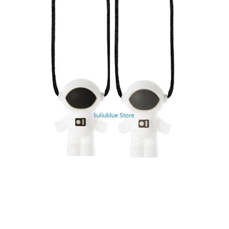 سيليكون رائد الفضاء عضاضة التوحد الحسية مضغ قلادة طفل التسنين لعبة 62CF #2