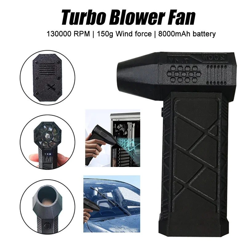 recarregavel turbo fan blower brushless motor poeira blower portatil secador eletrico ventilador de ar 130000 rpm 8000 ma 01