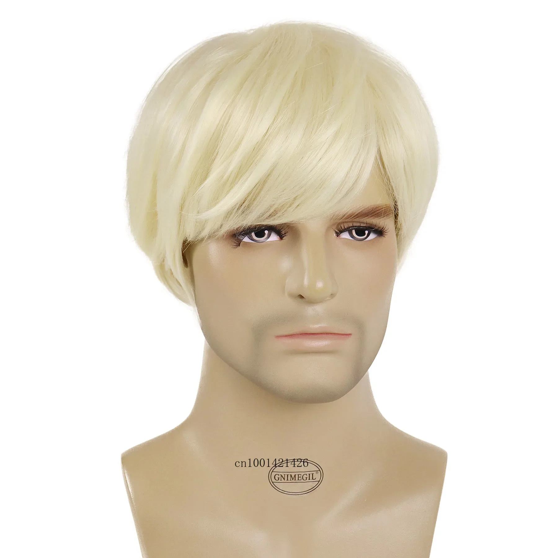 Synthetic Hair Mens Wig Short Blonde Wig Short Layered Heat Resistant Fiber Hair for Male Cosplay Cheap Wigs on Sale Clearance