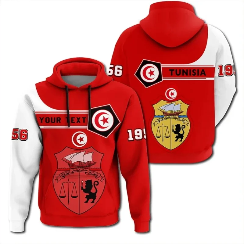 Africa Country Tunisia Nation Flag Pullover Hoodie For Men Women Full Print Tunisia Emblem Coat Sweatshirt Clothes Sudadera Coat