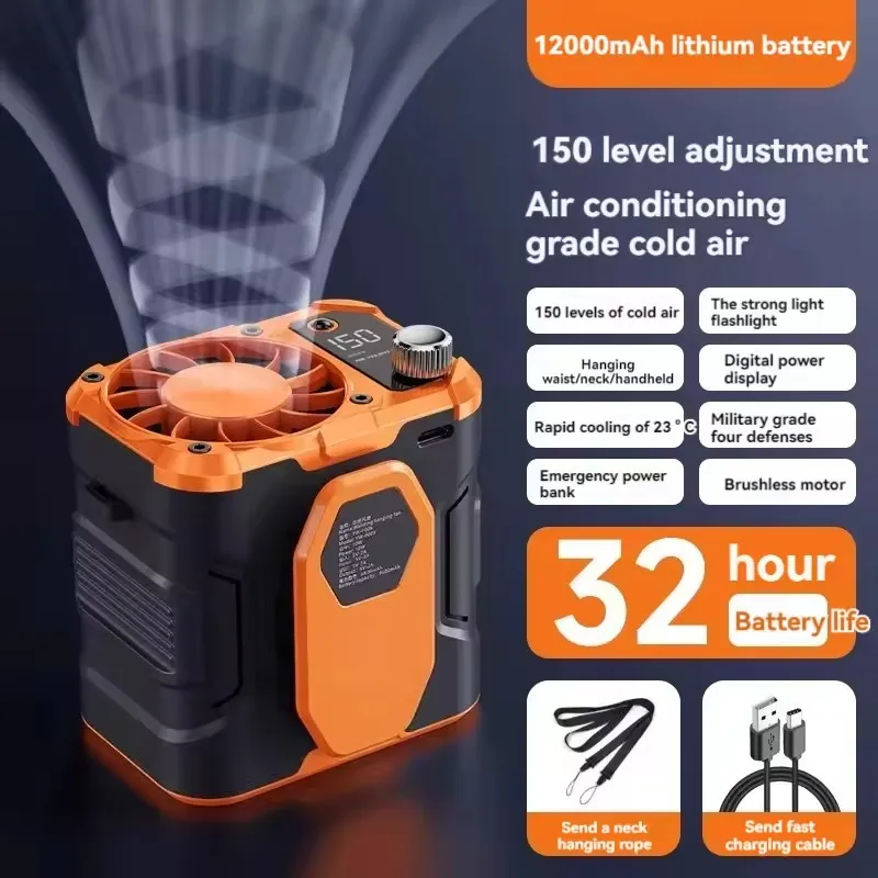 المحمولة الخصر مروحة الأيدي الحرة يمكن ارتداؤها المشجعين الصيف مروحة مكتب المحمولة الخصر كليب مروحة 8000mah للتخييم في الهواء الطلق السفر