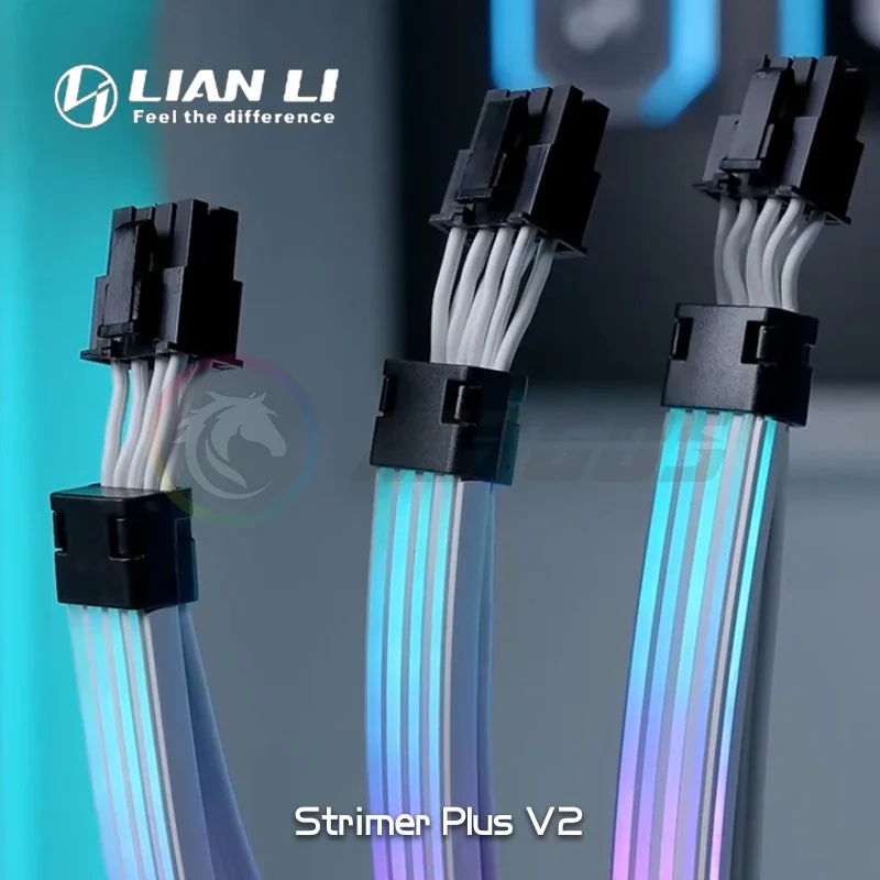 Imagem -03 - Lian li Strimer Plus v2 Rgb Psu Kit de Cabo de Extensão Gpu Atx 24pin Duplo Triplo 8pin Macio e Removível