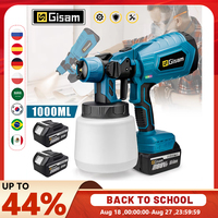 Gisam 1000ML Electric Spray Gun Home Cordless Paint Sprayer HVLP Auto Furniture Steel Coating Airbrush For Makita 18V Battery Pi