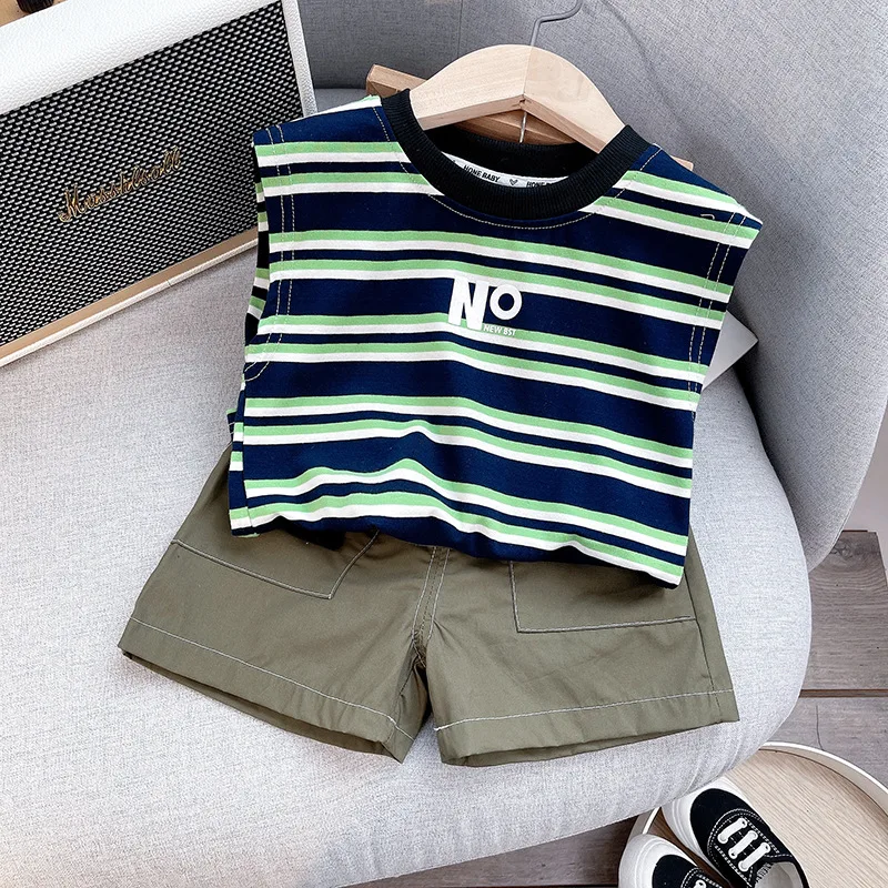 Baby Boys Clothes Cotton Tees + Shorts Suits Summer Kids Casual Sleeveless Clothing Sets School Wear Outfits 1-4 Years