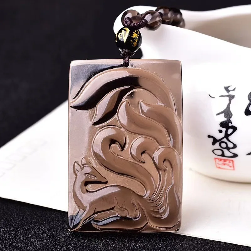 

Подвеска из натурального обсидиана с девятью хвостами для мужчин и женщин