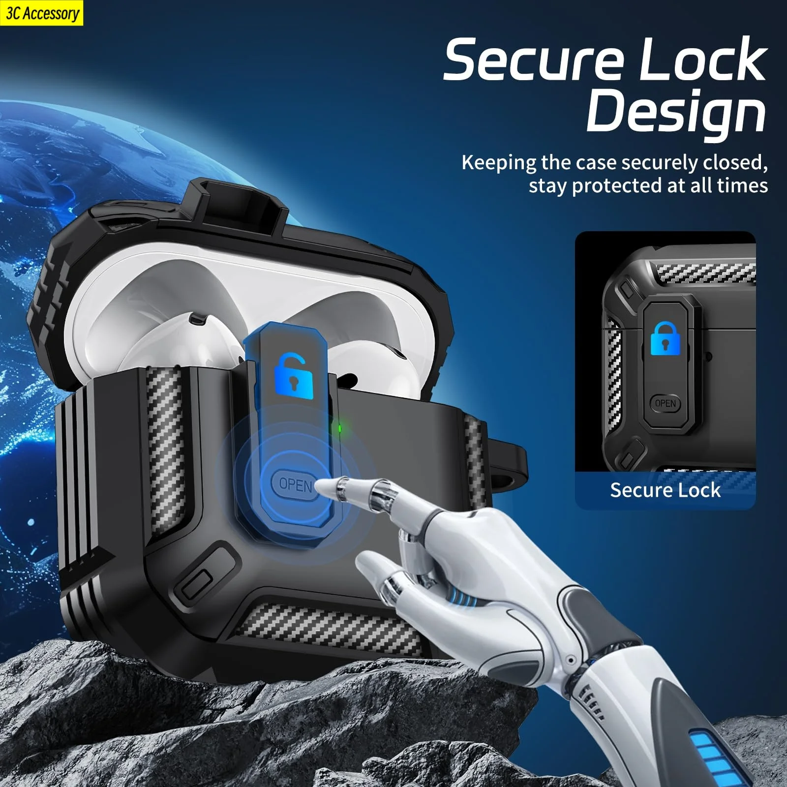 Противоударный чехол для AirPods 4 с активным шумоподавлением и брелком для новейших мужчин AirPods Pro 3 2025, защитная крышка с замком