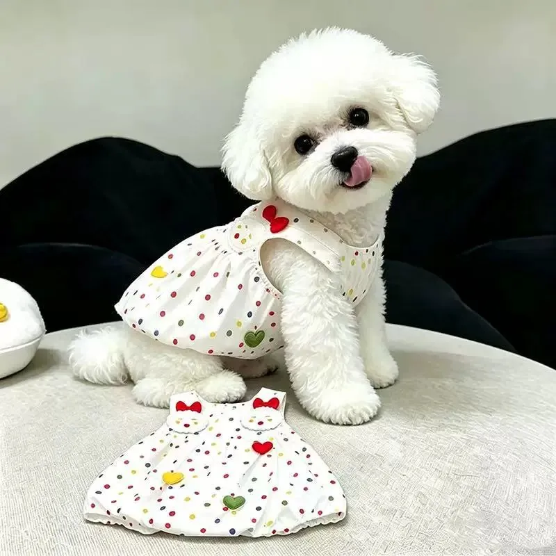 Summer Polka Dot Dog Dress Suspender Vest Cute Rabbit Print Soft Breathable Lightweight Maltese Small Dogs Pet Clothes Hot New view 5