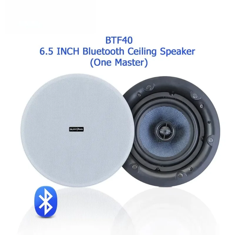 BTF44 6.5 inch stereo high quality 40w active bluetooth coaxial magnetic grille home/hotel ceiling speaker