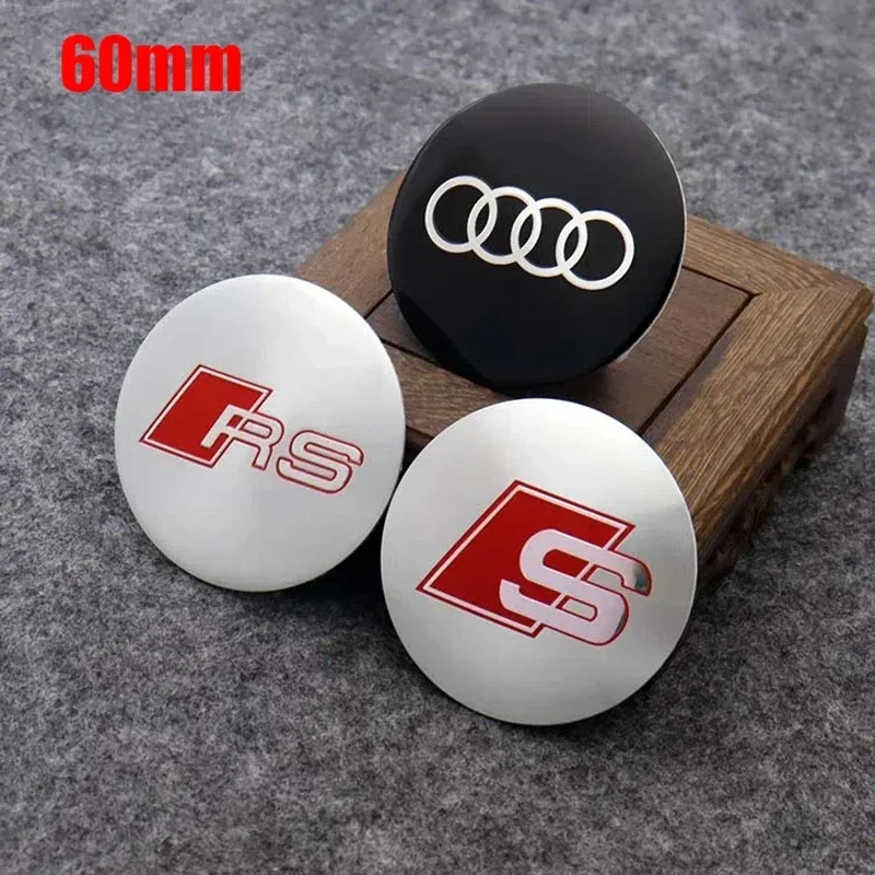 56/65/60/75mm 4Pcs Car Tire Hub Sticker Center Wheel Cap Badge Decal For Audi A3 A4 A5 S4 A5 S5 A6 S6 A7 S7 RS3 TT Accessories