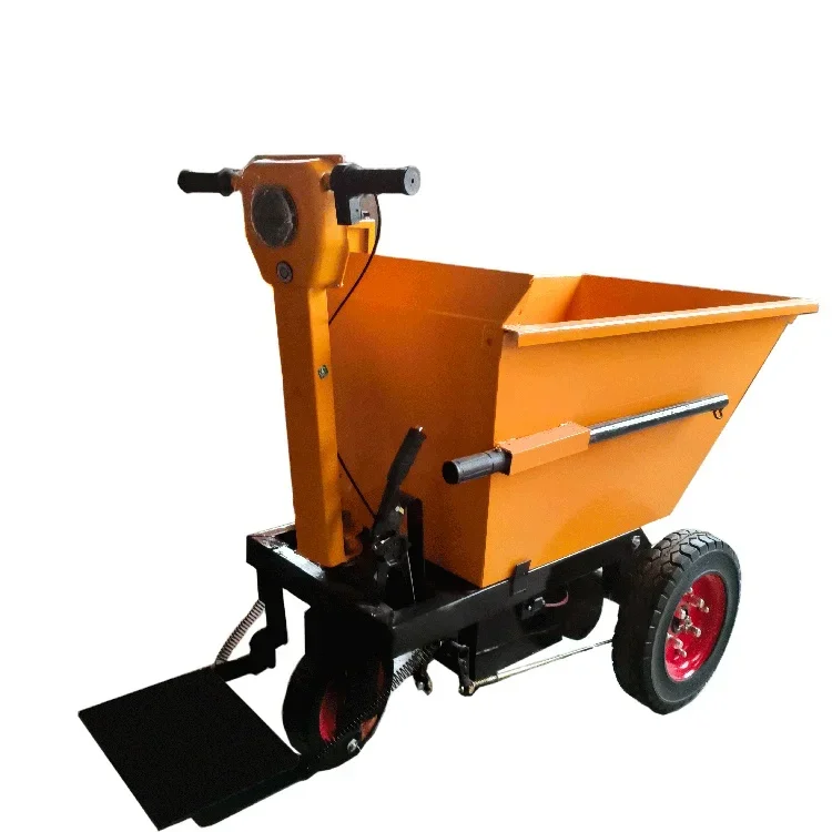 

Mini Hand Push Dump Truck Three Wheels Electric Trolley With Square Bucket Electric Tool Cart