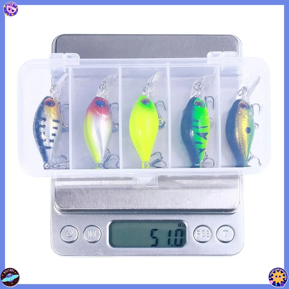 5 قطعة Crankbait روك الأسماك باس الصيد إغراء مجموعة 4.4 جرام 5 سنتيمتر الطعوم الاصطناعية توبواتر كرنك Wobblers ل بايك كرانكبيتس الصيد