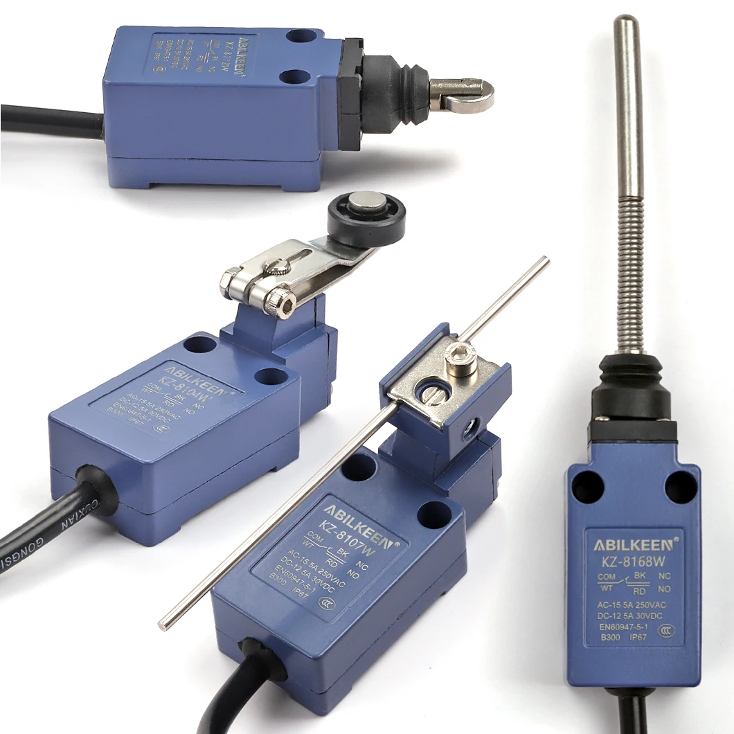 ABILKEEN KZ Series IP68 Sealed Waterproof Industrial Limit Travel Switch 2NO+2NC Terminal 250VAC 10A Momentary Limit Switch