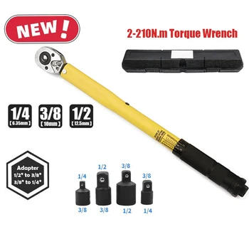 2-210N.m torque wrench 1/2 3/8 1/4 precision reversible ratchet wrench torques spanner professional bicycle motorcycle car automotive tool