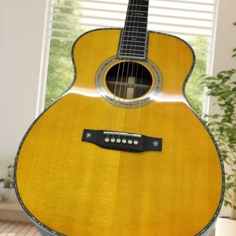 OM42 Acoustic Guitar Solid Top Spruce Body HPL Neck Abalone Glossy Surface Exquisite Workmanship Protective Plate Free Delivery