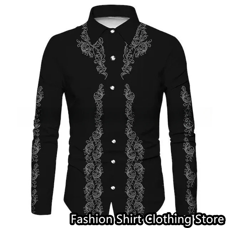 Men\'s shirt casual shirt long-sleeved pattern 3D print high-definition pattern shirt daily shopping fashion designer XS-6XL