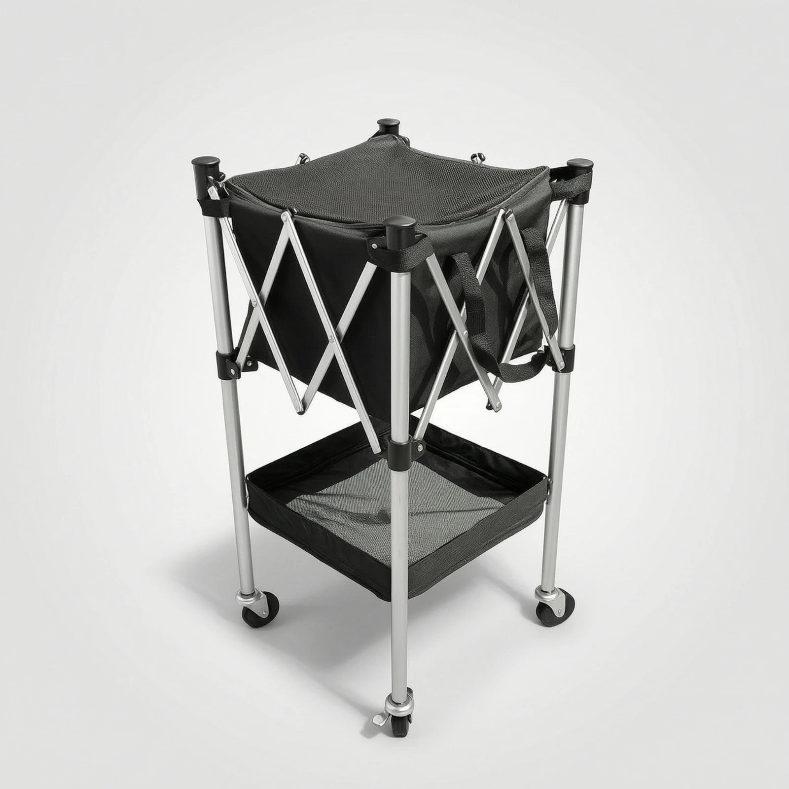 Pickleball Basket Cart with Wheels Wheeled Pickleball Cart with Basket Foldable Ball Hopper Stable Hopper with Wheels Versatile