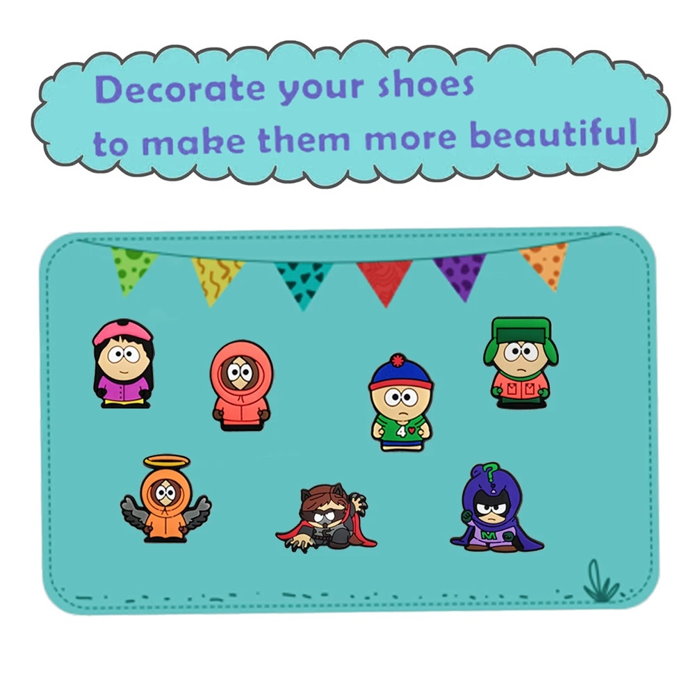 1-30pcs Cute South Cartoon Park Series PVC Shoes Accessories Fit with Hole wristbands DIY Shoe Decorations Buckle Kids Gifts image 4
