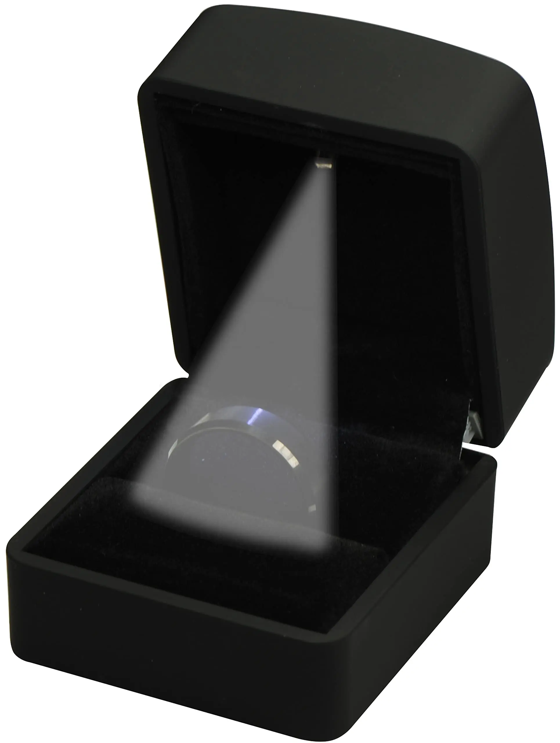 LED Black Ring Box for Proposal, Wedding, Engagement - Luxury Jewelry Gift Box with Light