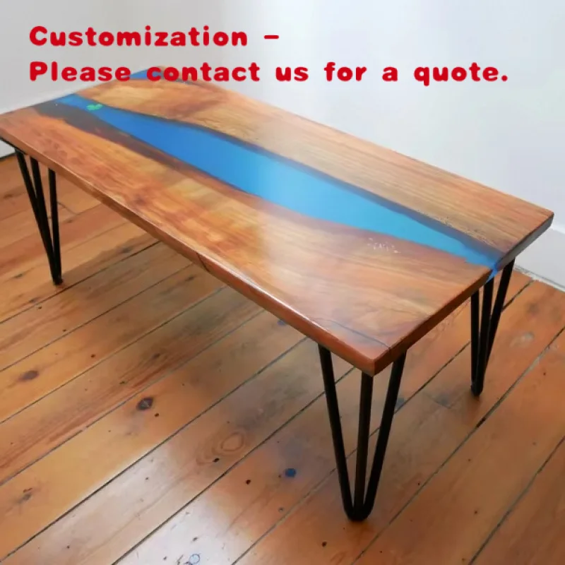 

Современный обеденный стол из массива дерева с эпоксидной смолой, стол для гостиной в стиле «река»