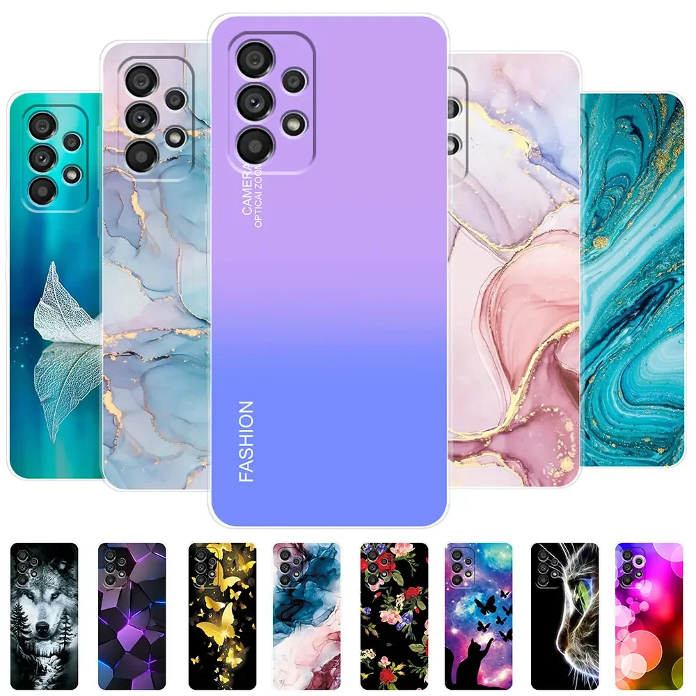 Funda de silicona para móvil, carcasa transparente de Color degradado para Samsung Galaxy A73 5G, A53, A33, 2022