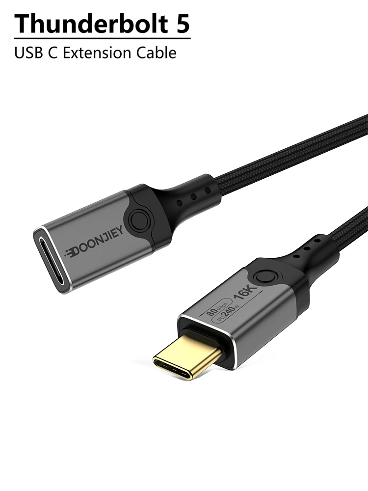Przedłużacz USB5 Typ C Thunderbolt 5 16K@60Hz 80Gbps Przedłużacz USB C 240W Szybkie Ładowanie do iPhone 16 MacBook iPad Pro — zdjęcie produktu 7