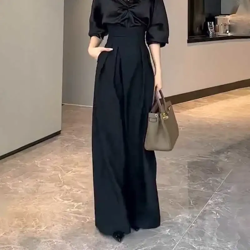 High-waisted Wide-leg for Women in Spring Autumn 2025 New Korean Style Drooping Slim Casual Loose Suit Pants Floor Trousers