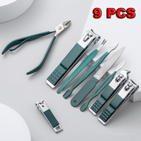 7/10/12/18pcs Stainless Steel Nail Clippers Set Grooming Tools Kit With Portable Case Professional Manicure Tool Green Nails Cut