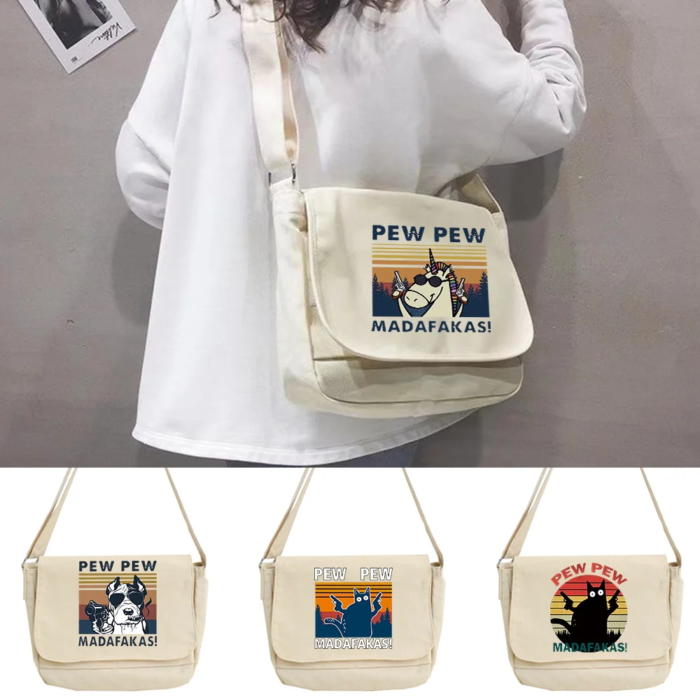 Crossbody Bags 2024 Student Style Harajuku Casual Version Wild Shoulder Packet Canvas Tote Bag Women Reusable Shopping Organizer