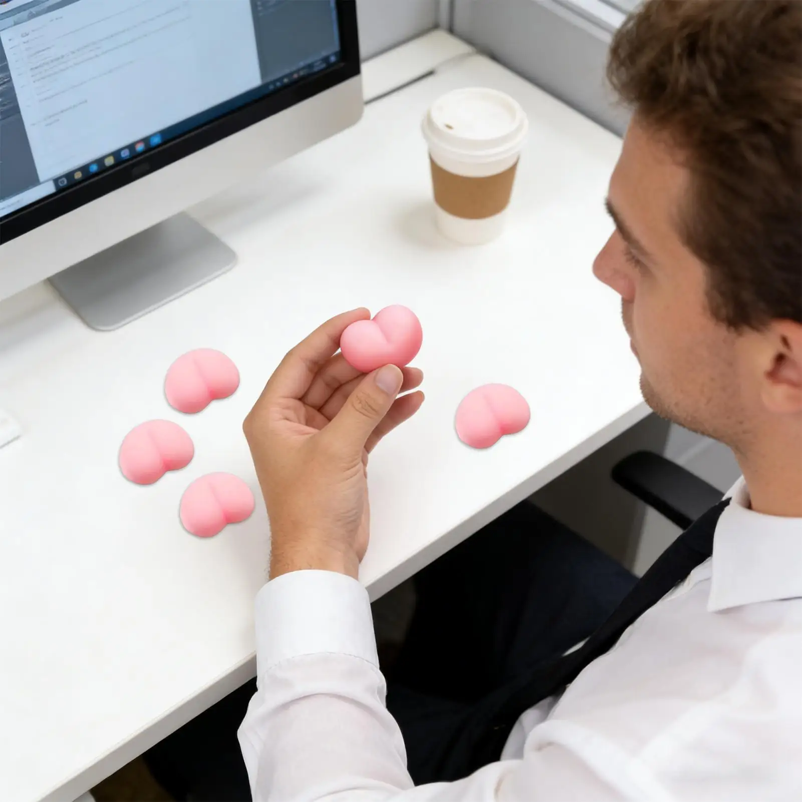 Mini jouet anti-Stress 50 pièces en forme de fesses de pêche, jouet sensoriel à presser pour enfants et adultes, étudiants à domicile