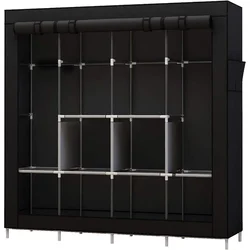 Portable Closet Large Wardrobe Closet Clothes Organizer with 6 Storage Shelves, 4 Hanging Sections 4 Side Pockets