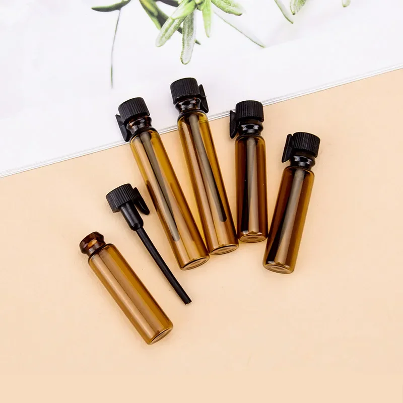 50pcs/lot 1ML 2ML Small Glass Bottle Perfume Empty Bottles Vials with Plastic Stick Mini Promotion Oil Bottl