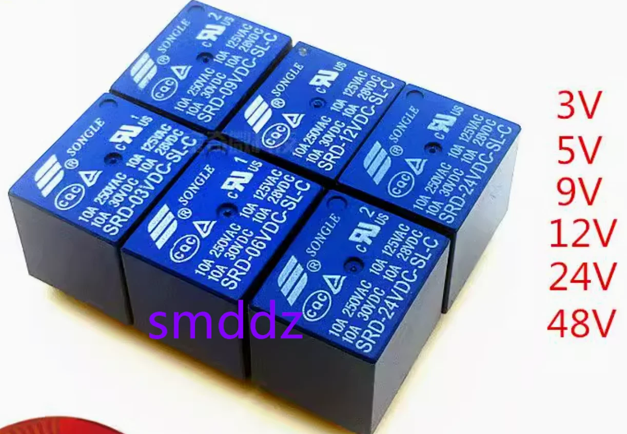 10pcs  /  Relay (four pin)  ： SRD-05VDC-SL-A  / SRD-12VDC-SL-A  / SRD-24VDC-SL-A  / SRD-48VDC-SL-A )