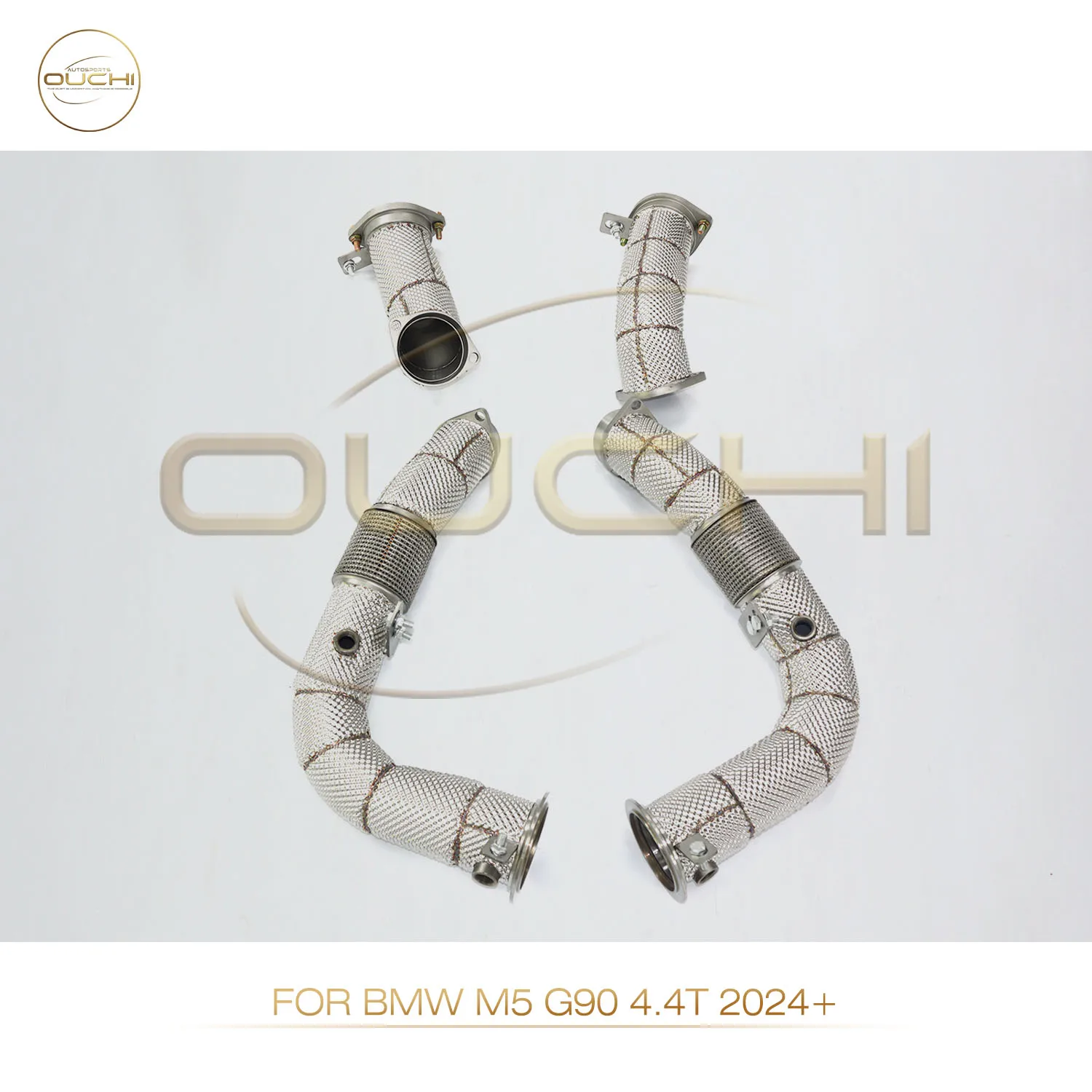 Downpipe per prestazioni di vendita diretta in fabbrica OUCHI per BMW M5 G90 4.4T 2024+ con scarico a tubo dritto con scudo termico