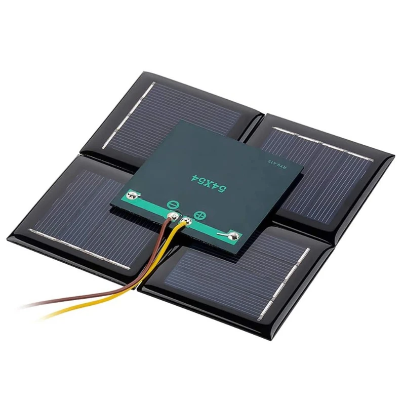 Micro Solar Board Photovoltaic 5Pcs 2V 100Ma Solar Cells with Wires Solars Epoxy Plate DIY Projects 54mm x 54mm