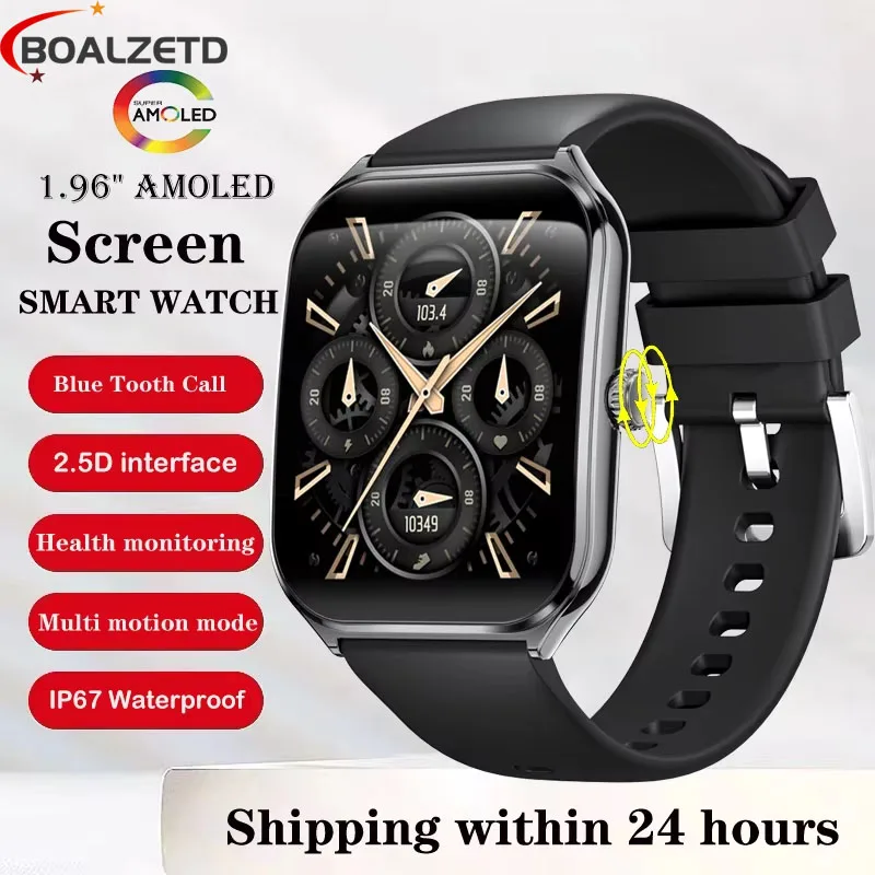 

Ultra-Thin Smartwatch Ladies 1.96AMOLED 466*466 HD Pixel Display Always Displays Time Call Alert Men Smartwatch For Android IOS