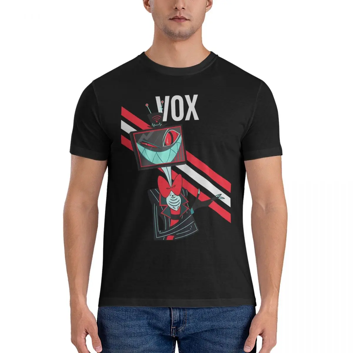 Vox T Shirt for Men Cotton Leisure T-Shirt Round Collar H-Hazbins Hotels Tees Short Sleeve Tops Gift