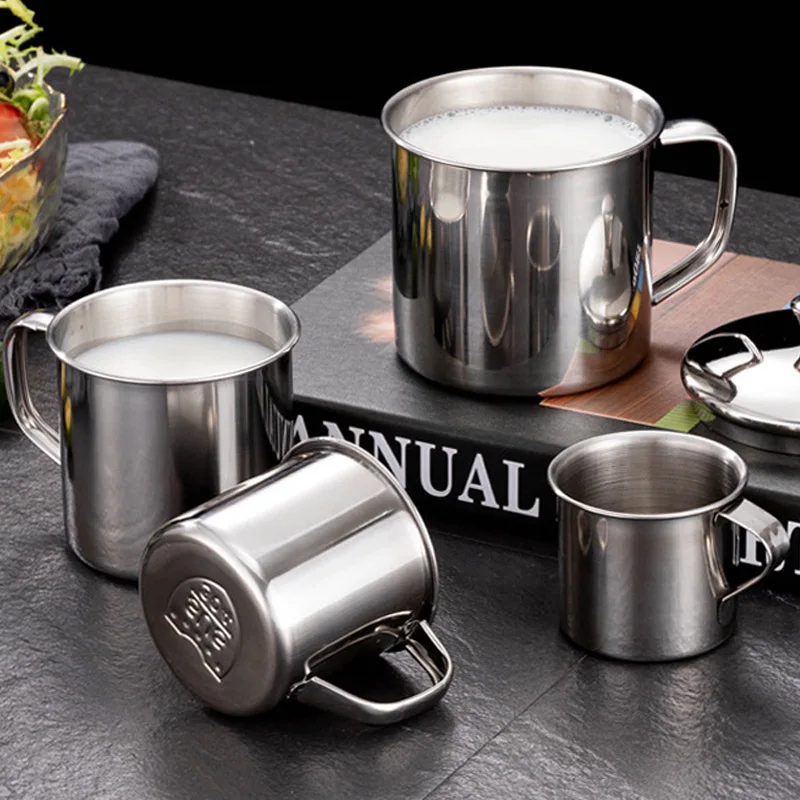 Stainless Steel Cup Portable Coffee Cup Camping Travel Mug Metal Coffee Mug Water Drinking Cup Milk Tea Cup Tumbler Water Mug