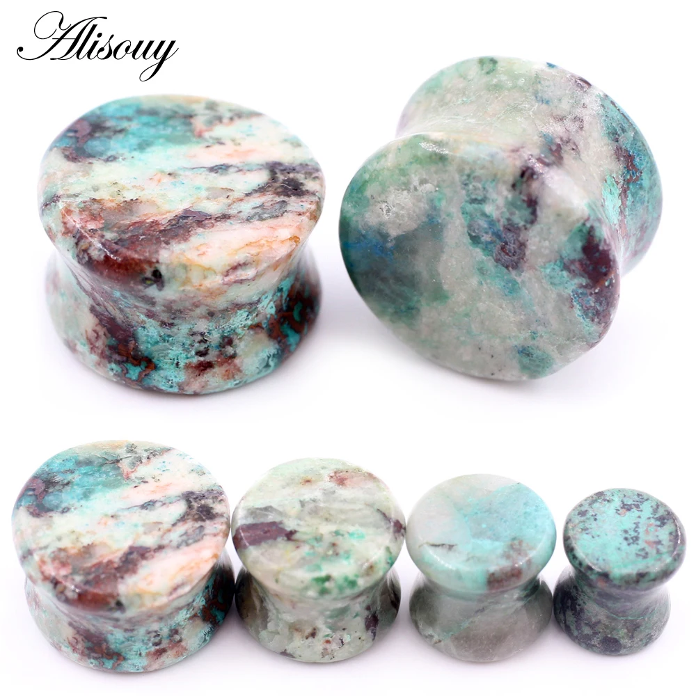 

Alisouy 1PC 6-25mm Natural Stone Fynchenite Flared Ear Tunnel Plug Flesh Stretcher Expander Gauges Earring Piercing Body Jewelry