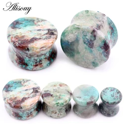 Alisouy 1PC 6-25mm Natural Stone Fynchenite Flared Ear Tunnel Plug Flesh Stretcher Expander Gauges Earring Piercing Body Jewelry